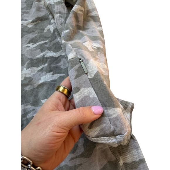 Athleta Women Gray Camo Coaster Luxe Sweatshirt Dress Small Long Sleeve Pockets - Picture 5 of 5